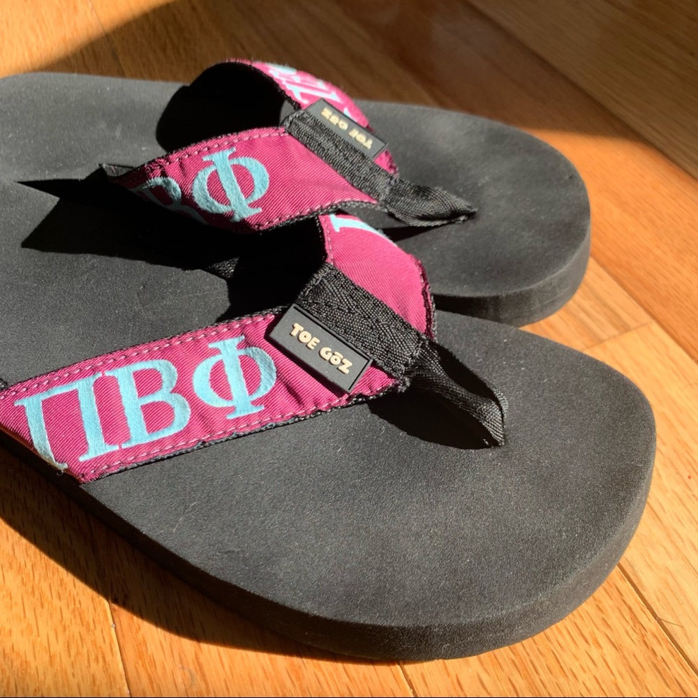Pi Beta Phi Sorority Flip Flop Sandals - Women’s Size 7 / 37 - Toe Goz EUC - Picture 12 of 16